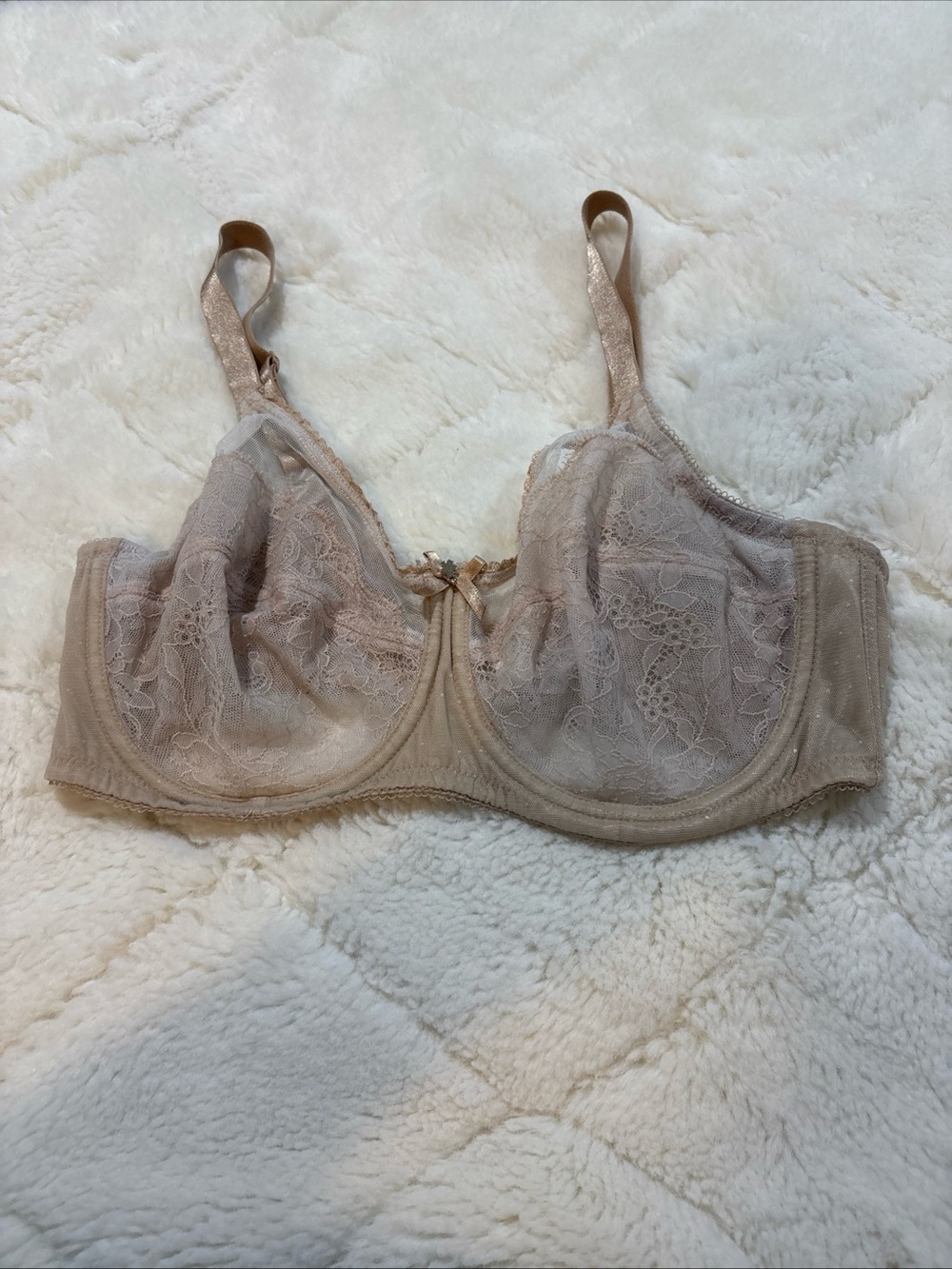 Wacoal Retro Chic  Underwire Lace Bra Women's 38 C Beige Tan
